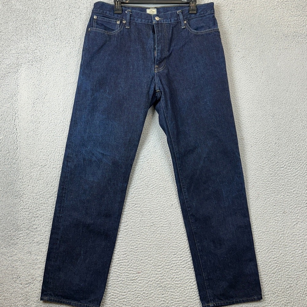 J Crew Jeans Mens 34X32 Classic Straight Blue Dark Wash Casual Denim Pants EUC